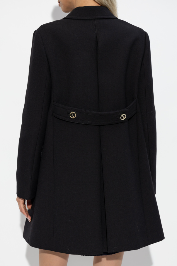 コート RECTO GIVERNY FELT BELT DETAIL DOUBLE BREASTED COAT BLACK Double-Breasted-Wool-Long-Coat